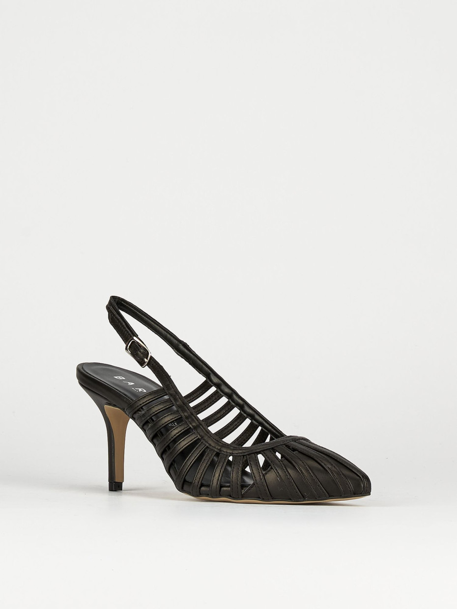 Slingback decoltè tacco 7 cm nero pelle