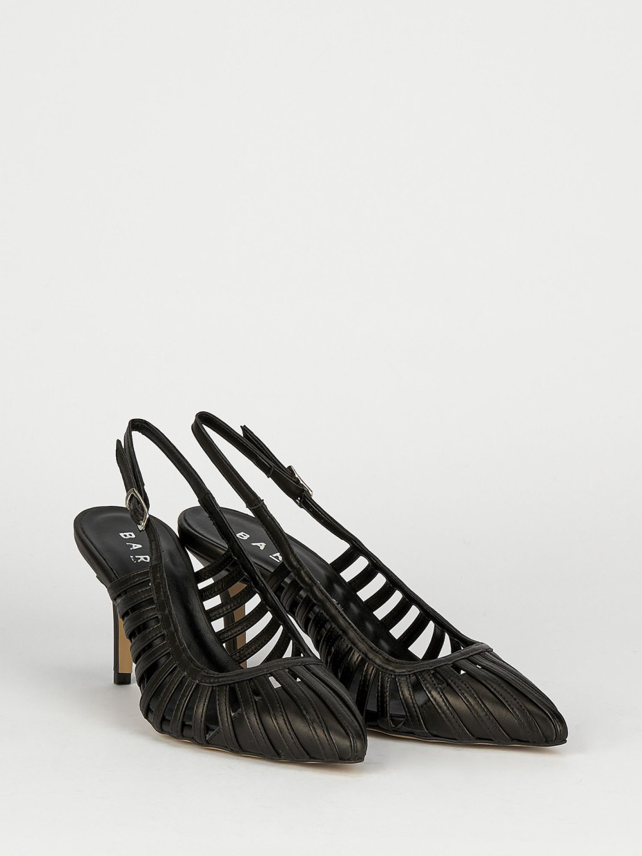 Slingback decoltè tacco 7 cm nero pelle
