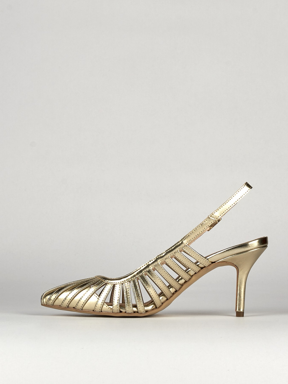 Slingback decoltè tacco 7 cm oro pelle