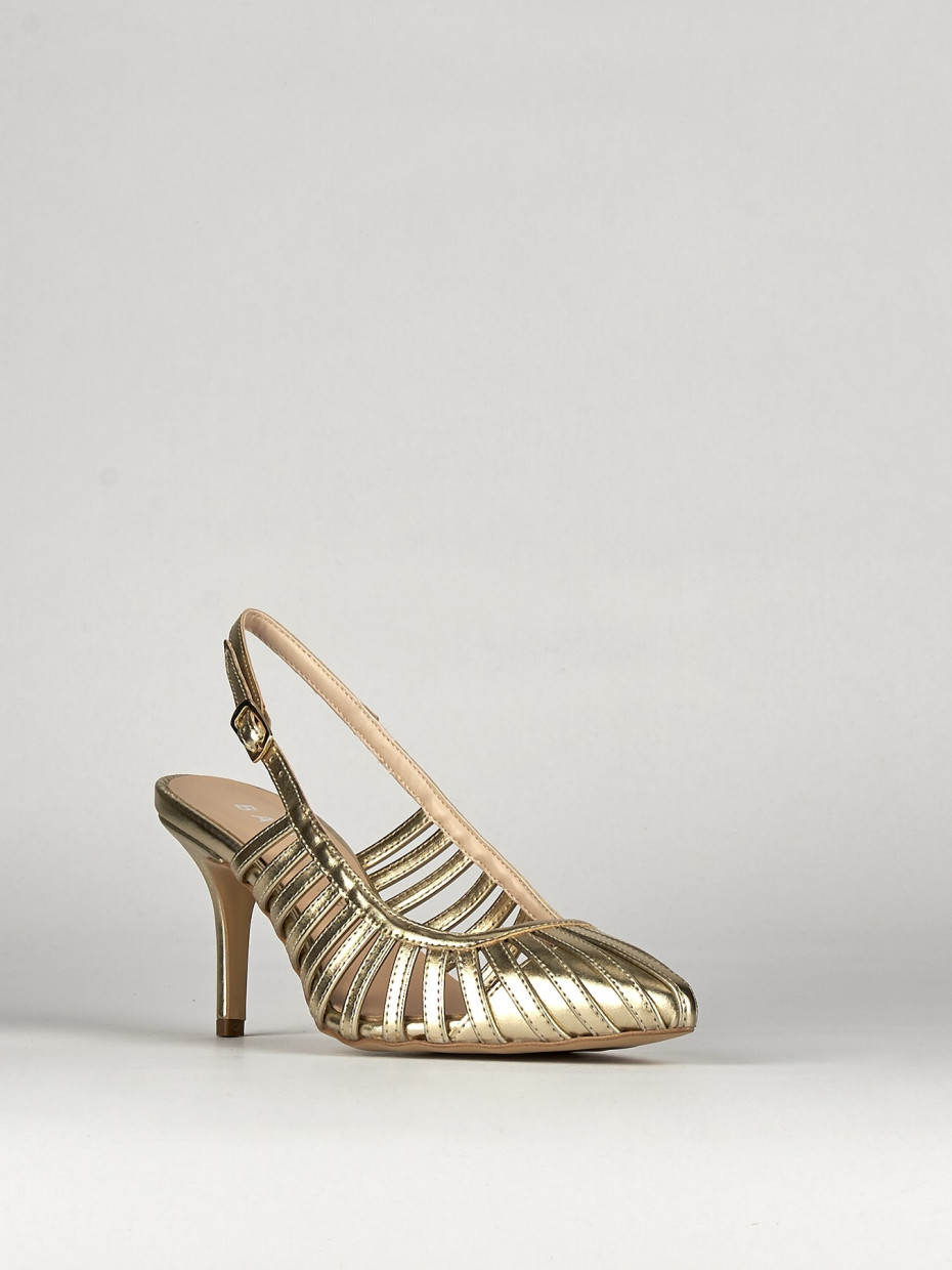 Slingback decoltè tacco 7 cm oro pelle