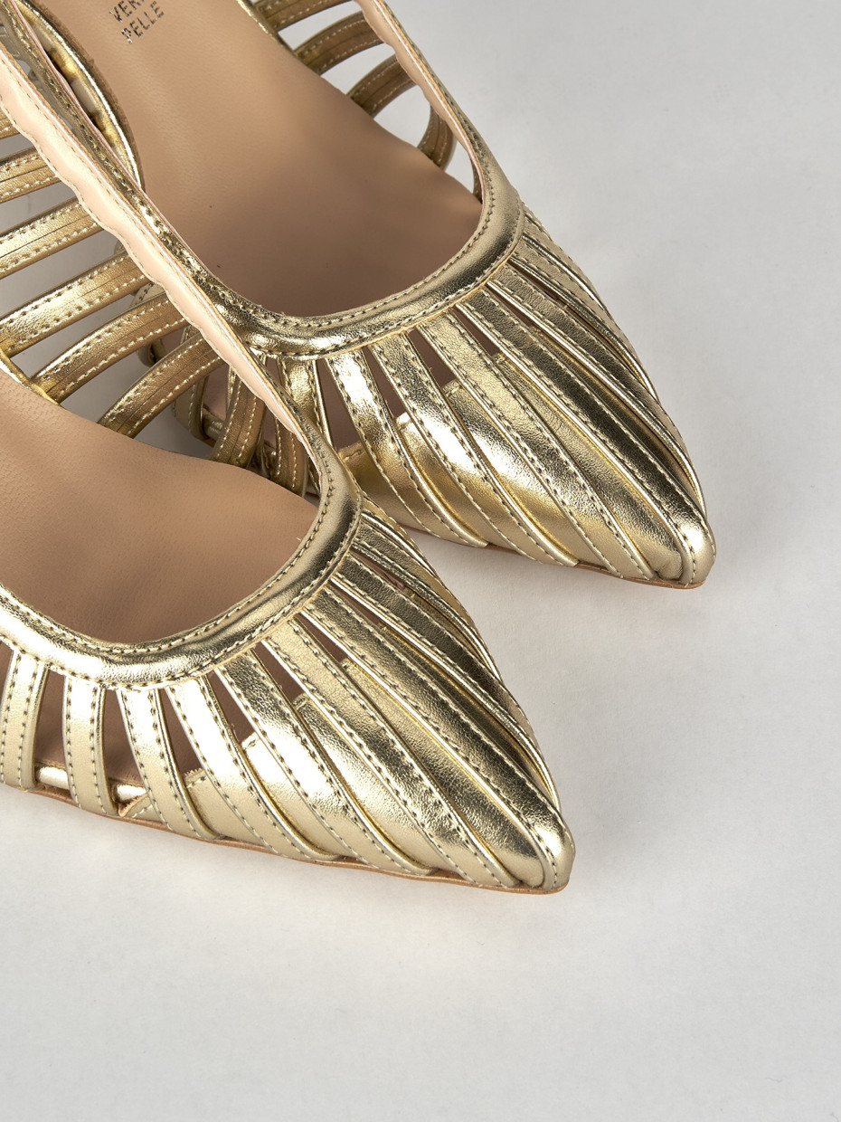 Slingback decoltè tacco 7 cm oro pelle