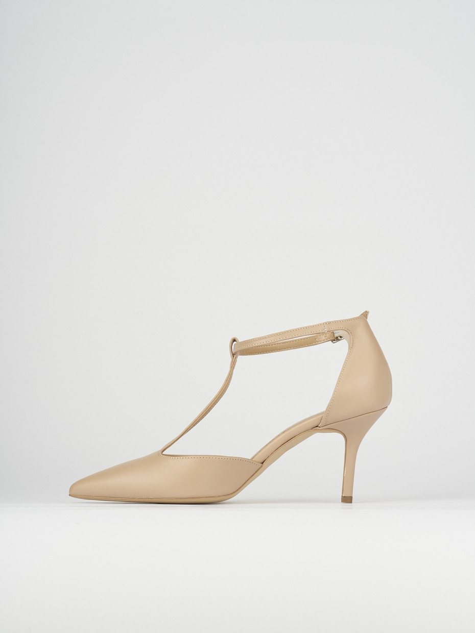 Pumps heel 7 cm beige leather