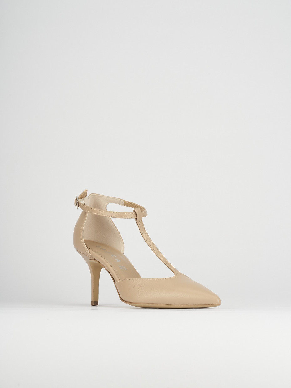 Pumps heel 7 cm beige leather