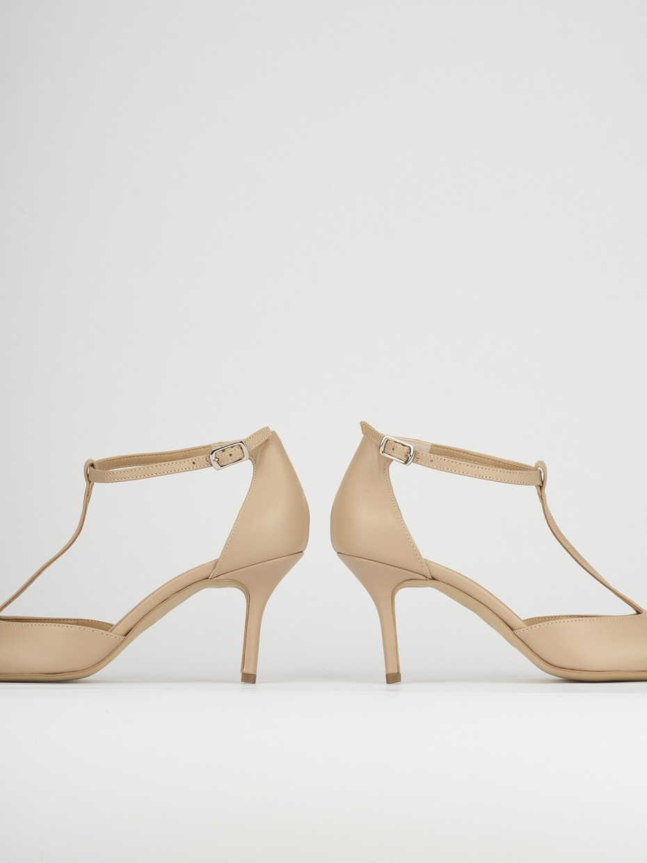 Pumps heel 7 cm beige leather