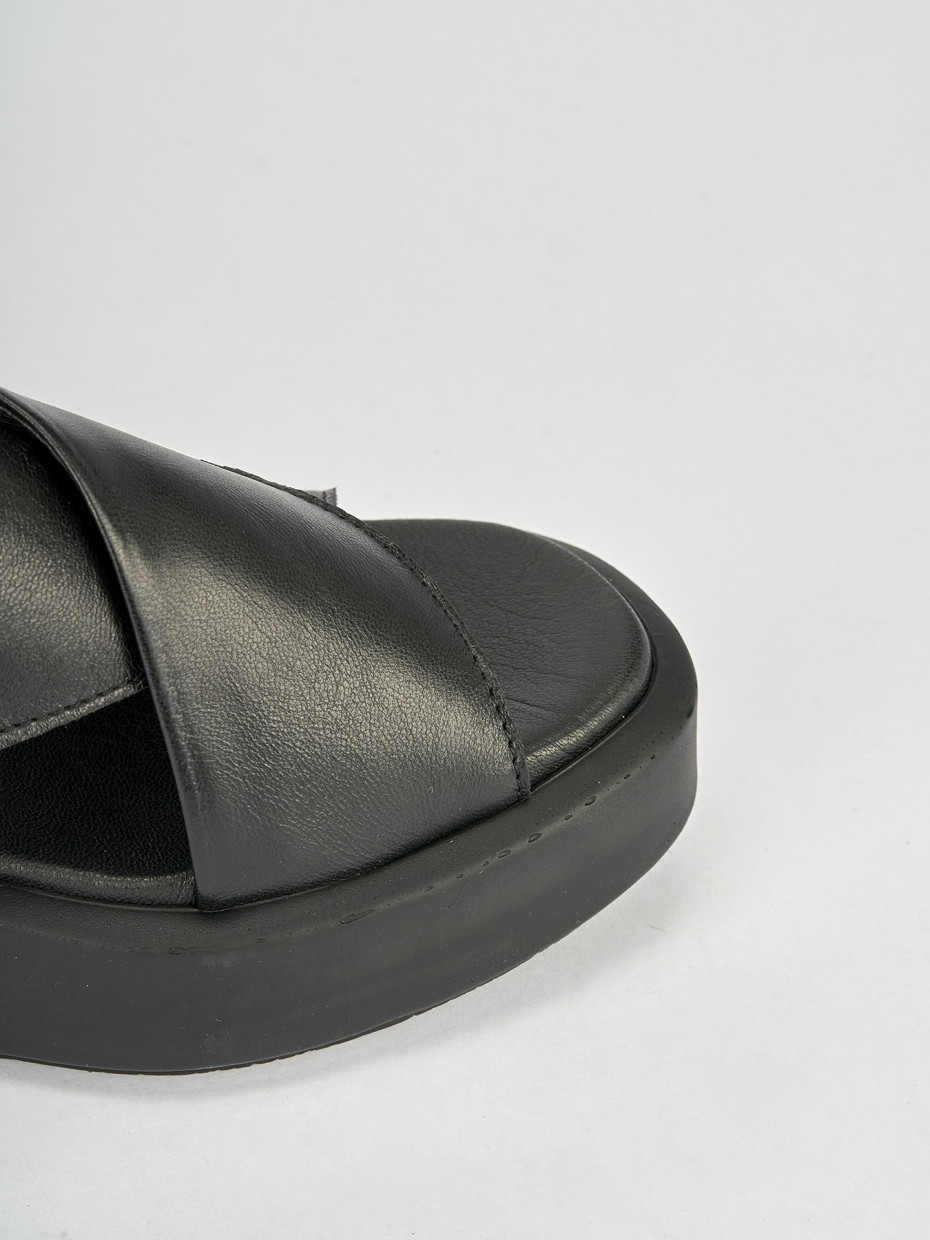 Sandali zeppa tacco 3cm pelle nero