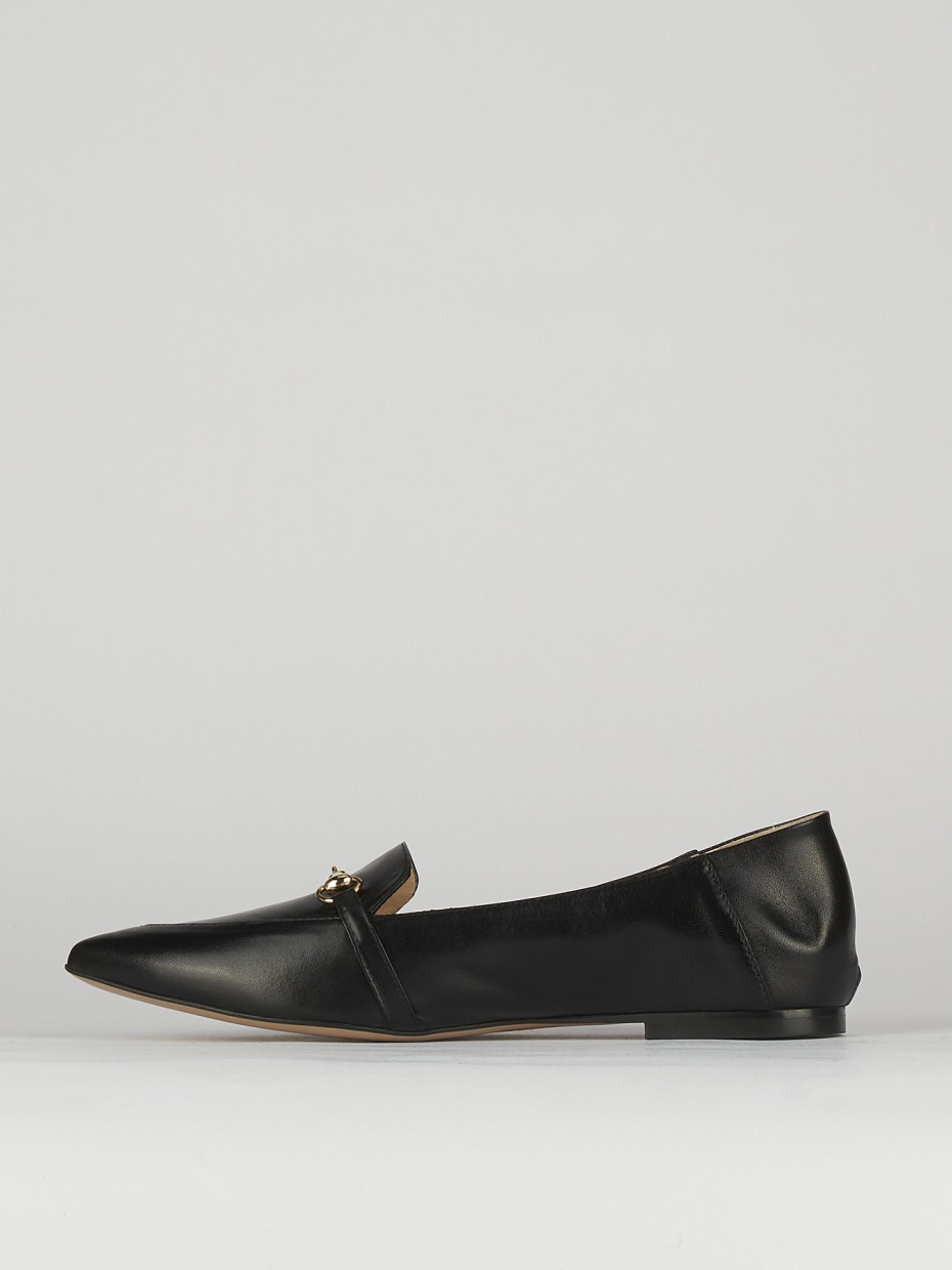 Mocassino tacco 1 cm nero pelle