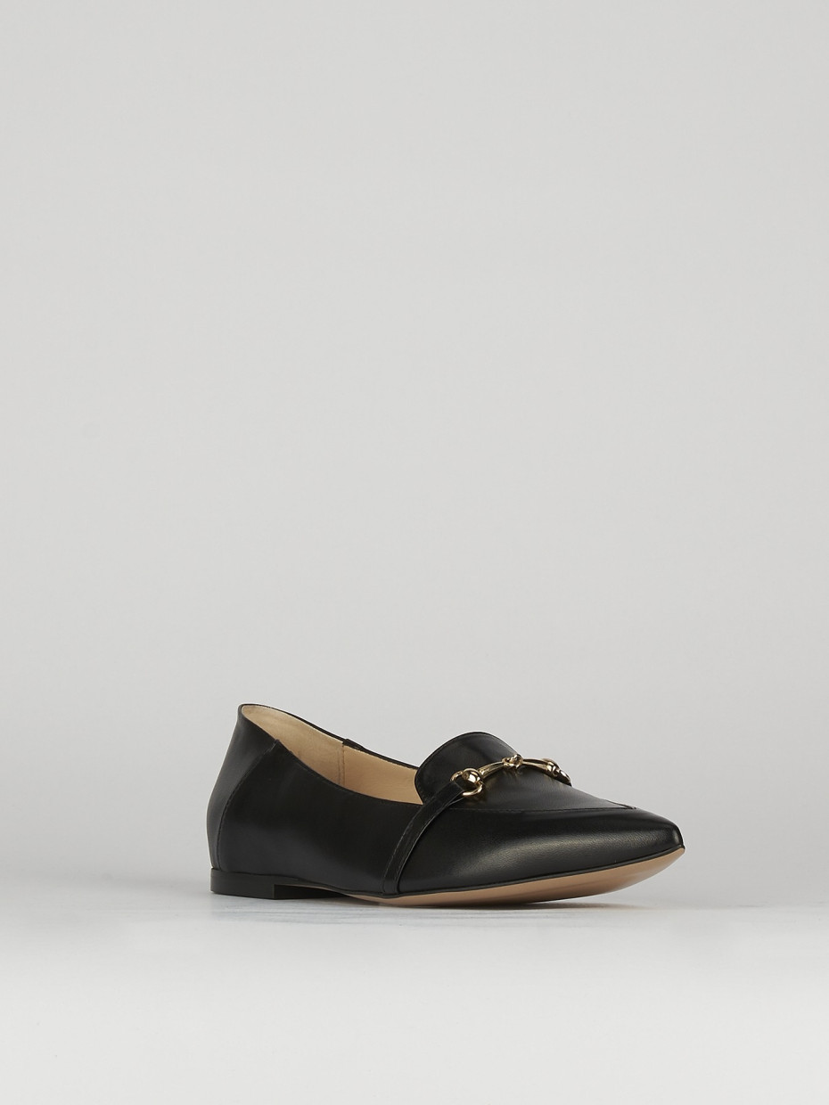 Mocassino tacco 1 cm nero pelle