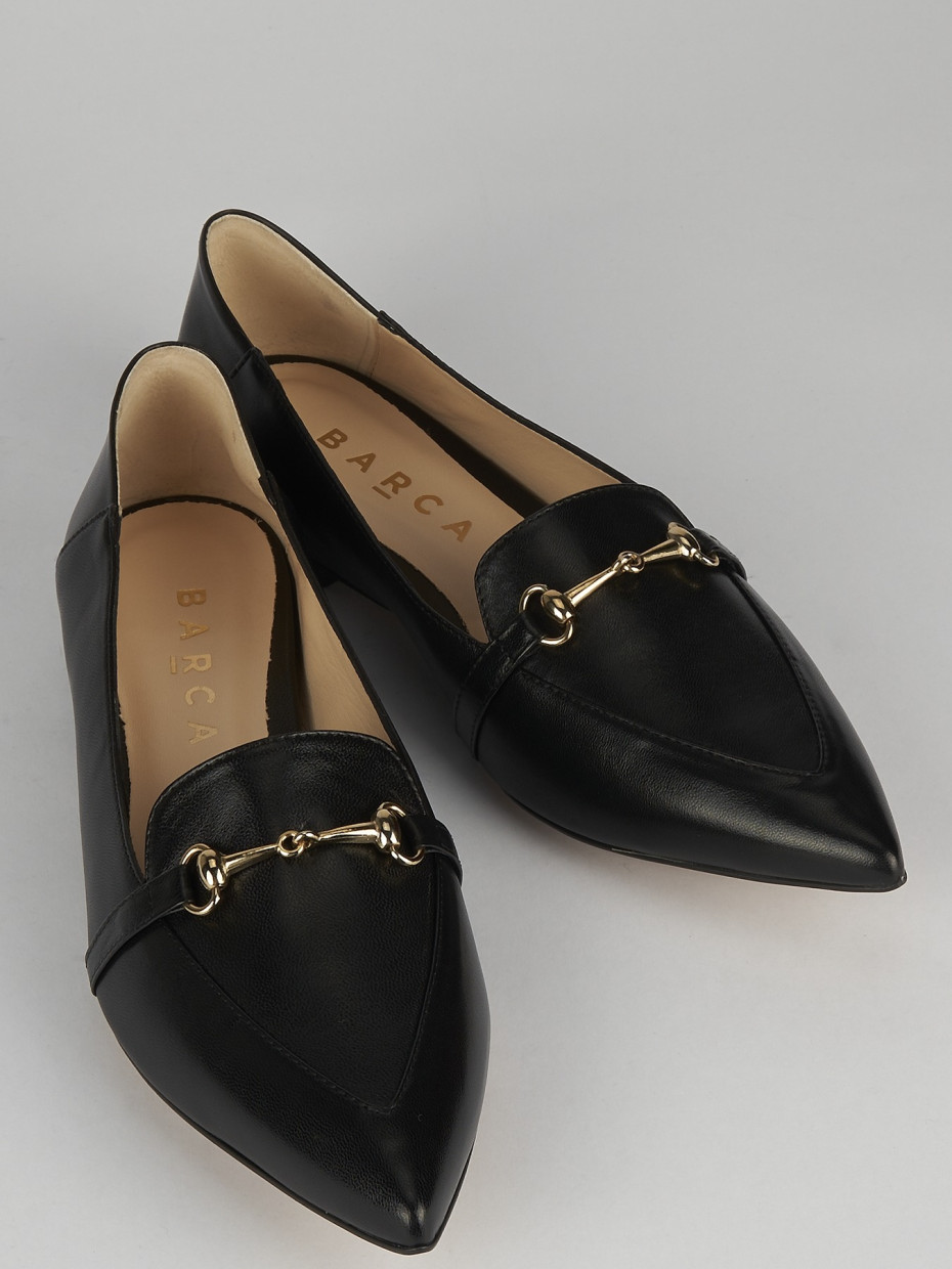 Mocassino tacco 1 cm nero pelle