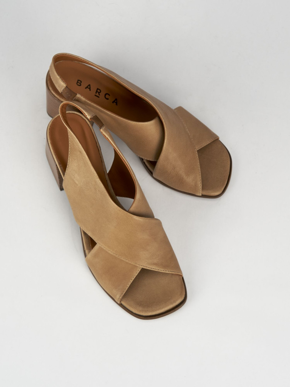 Sandalo tacco 7 cm marrone pelle