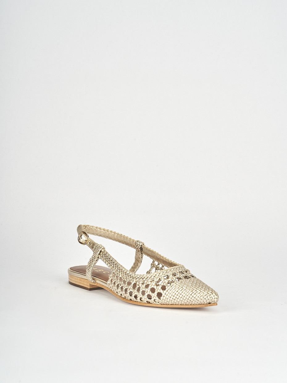 Flat shoes heel 1 cm gold leather