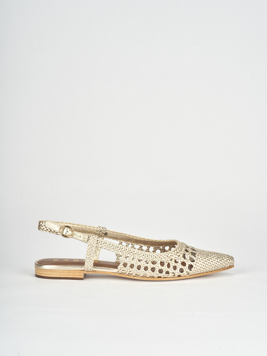 Flat shoes heel 1 cm gold leather