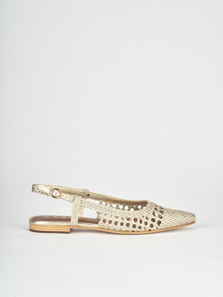 Flat shoes heel 1 cm gold leather