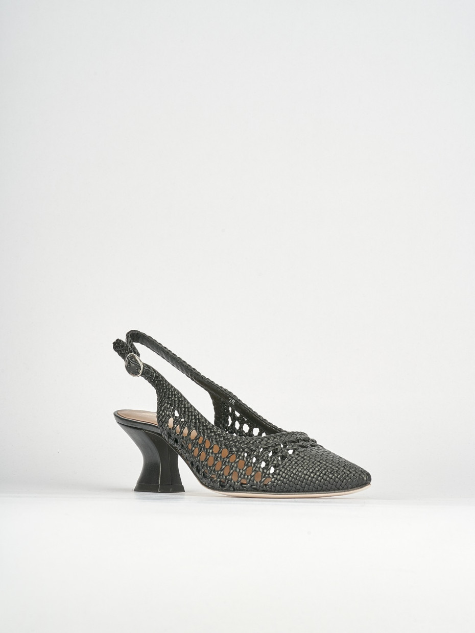 Décolleté e slingback tacco 5cm pelle nero