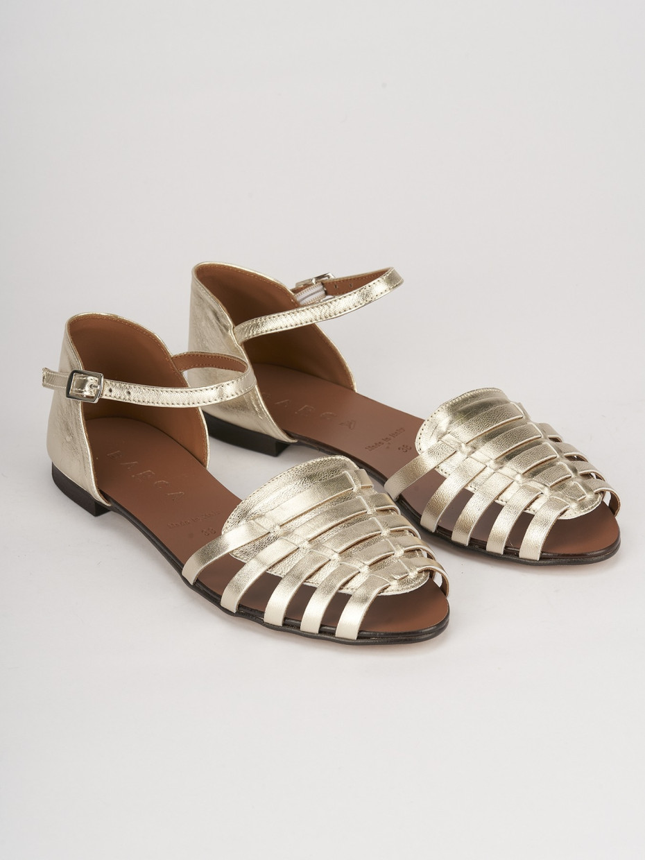 Low heel sandals heel 1 cm gold leather