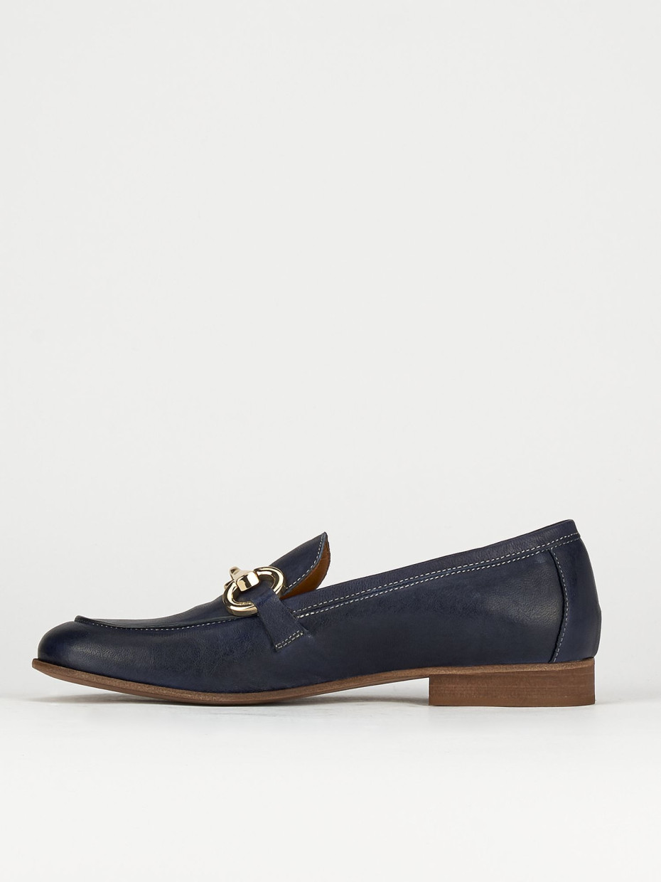 Mocassini tacco 1cm pelle blu