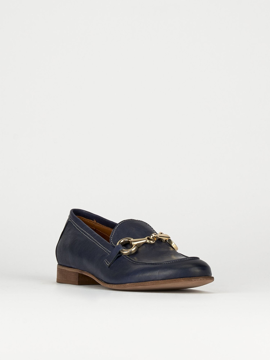 Mocassini tacco 1cm pelle blu