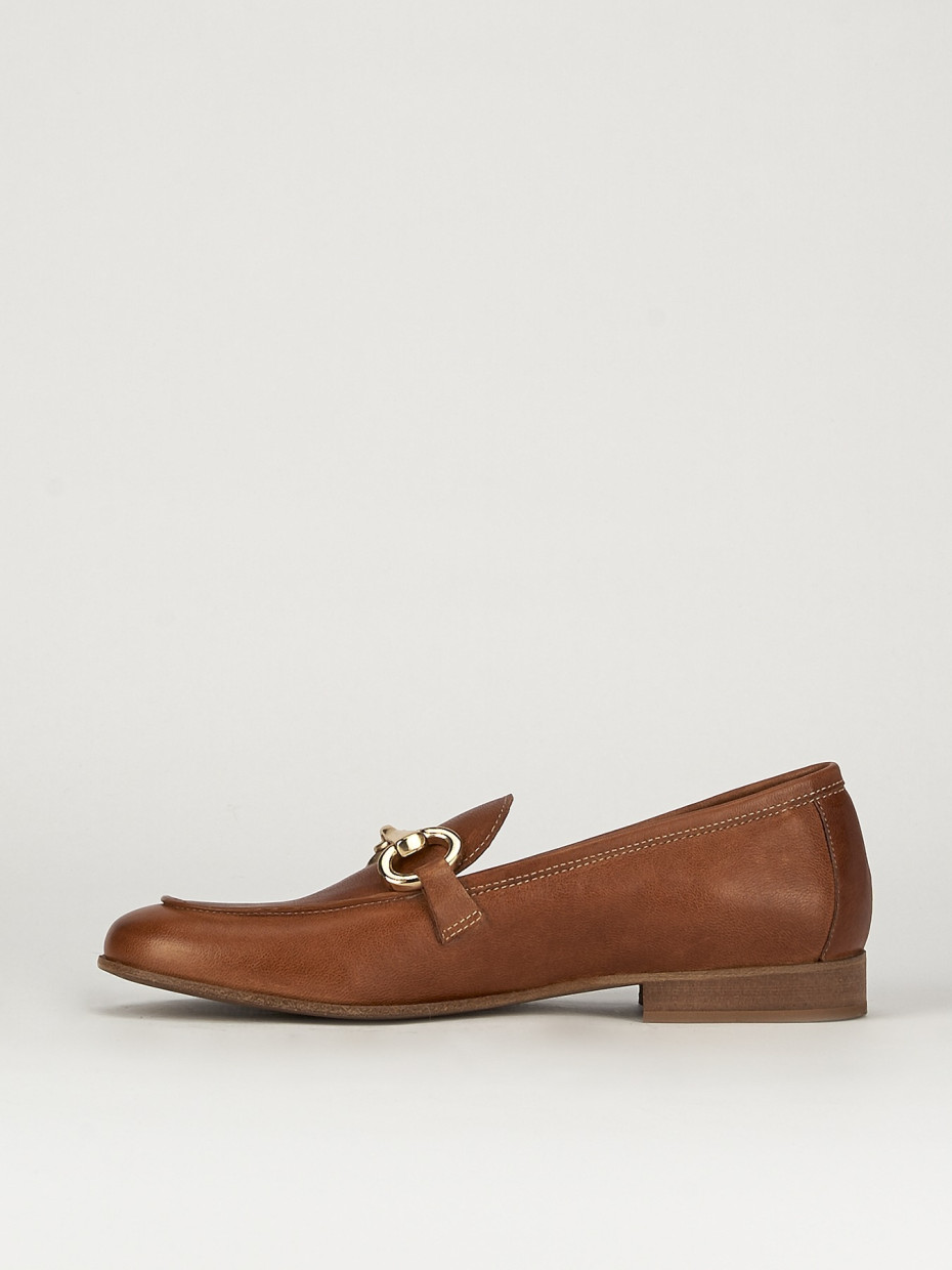 Mocassini tacco 1cm pelle marrone