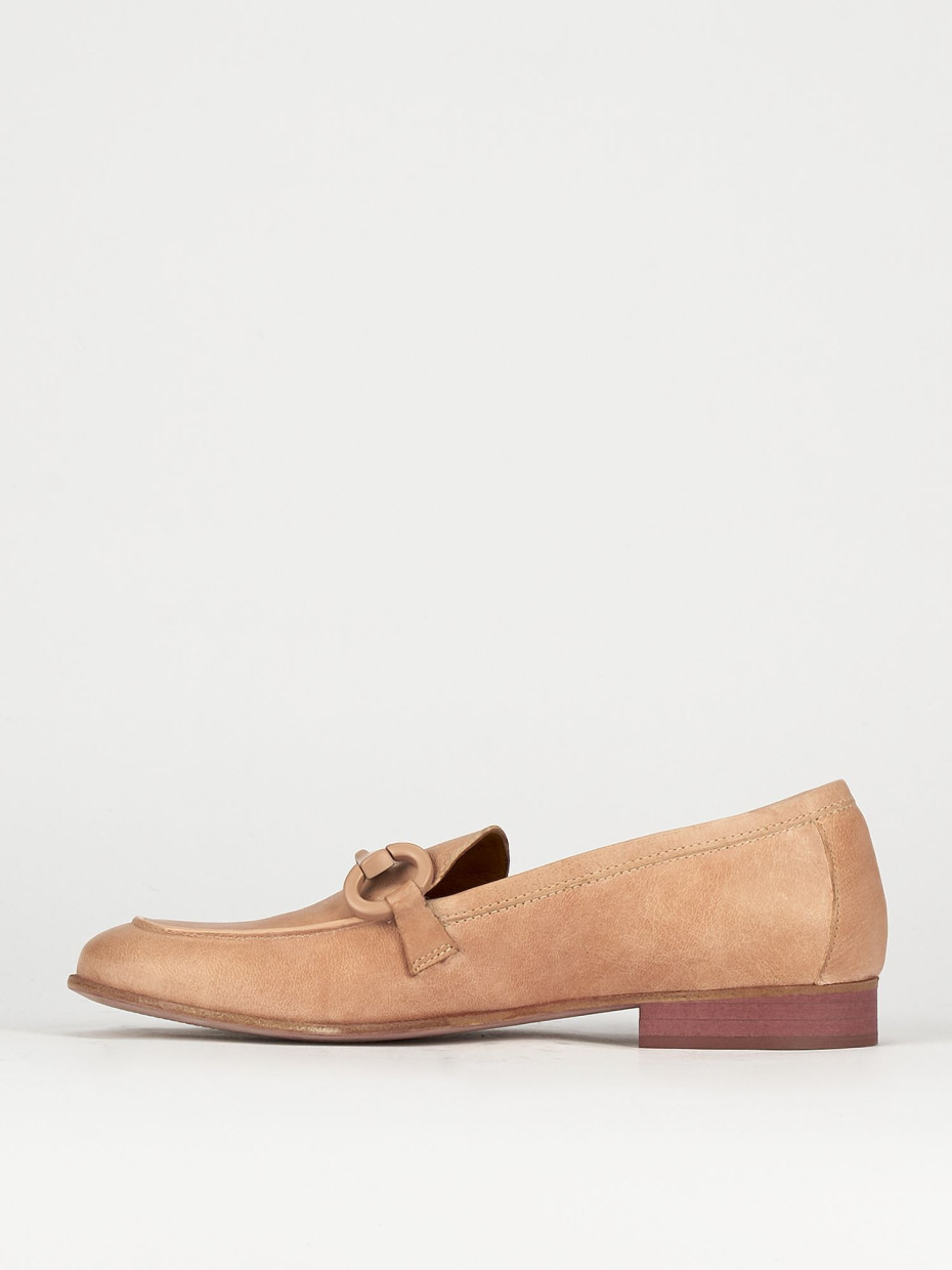 Mocassini tacco 1cm pelle rosa