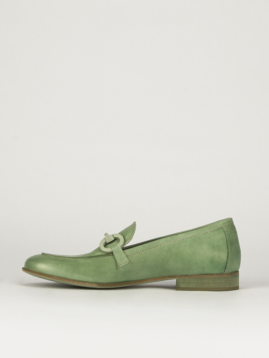 Mocassini tacco 1cm pelle verde