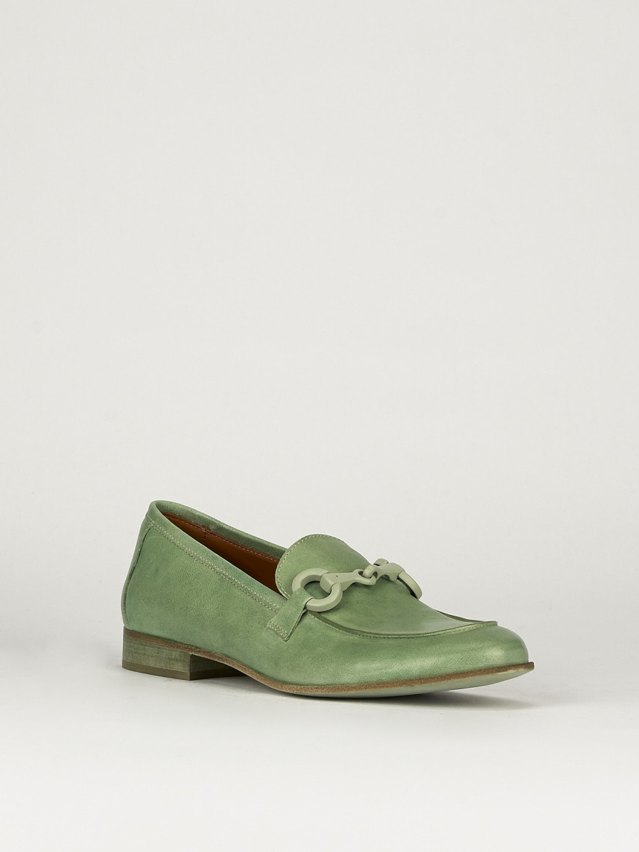 Mocassini tacco 1cm pelle verde