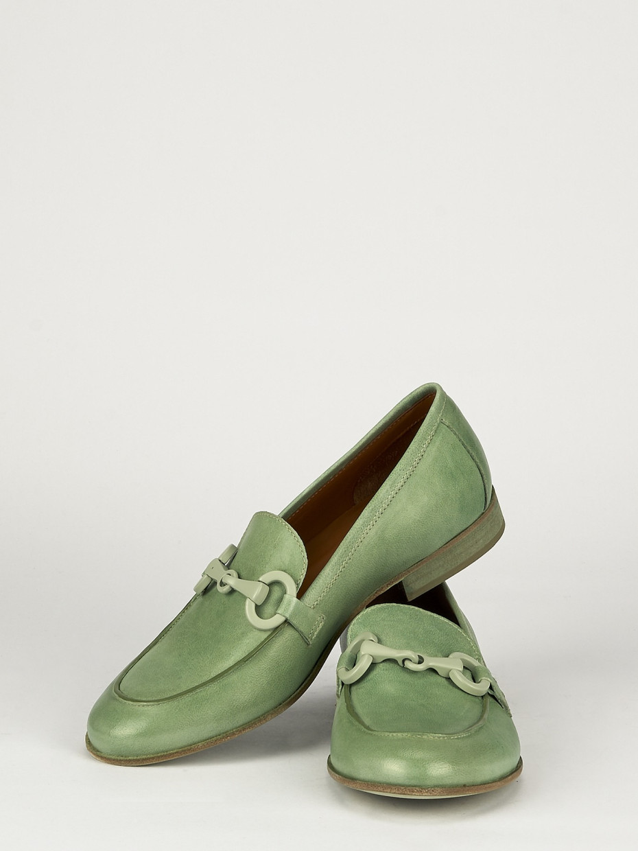 Mocassini tacco 1cm pelle verde