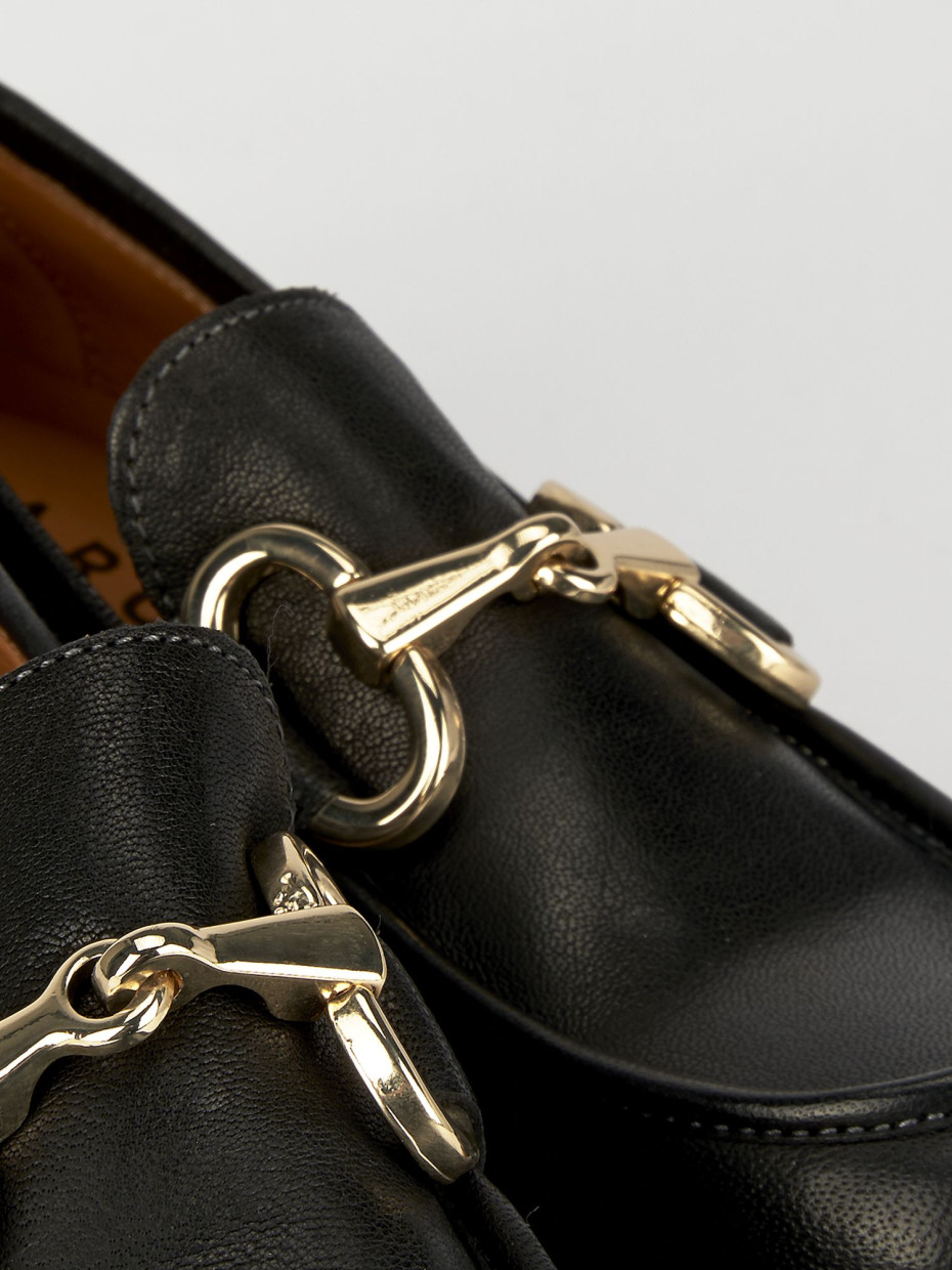 Mocassino tacco 1 cm nero pelle