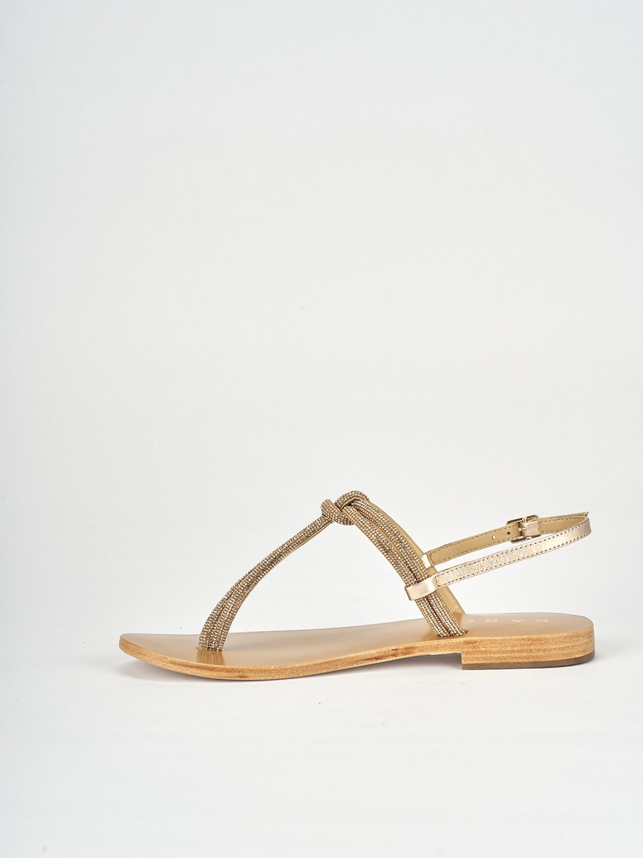 Sandali tacco 1cm pelle bronzo