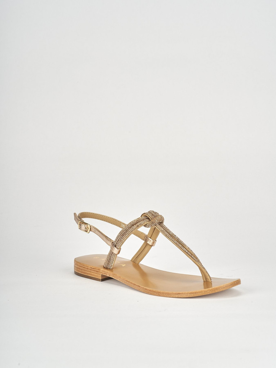 Sandali tacco 1cm pelle bronzo