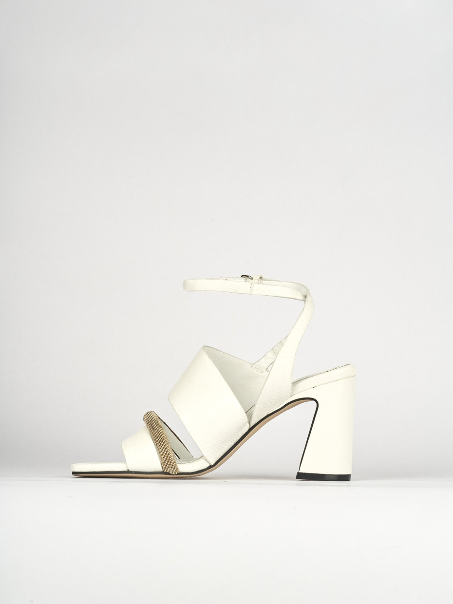 Sandali tacco 7cm pelle bianco