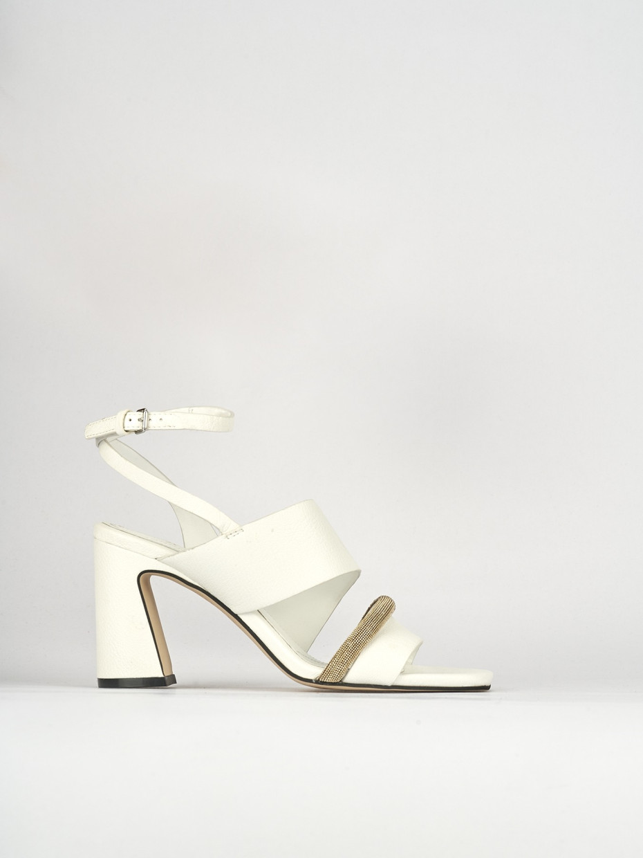 Sandali tacco 7cm pelle bianco