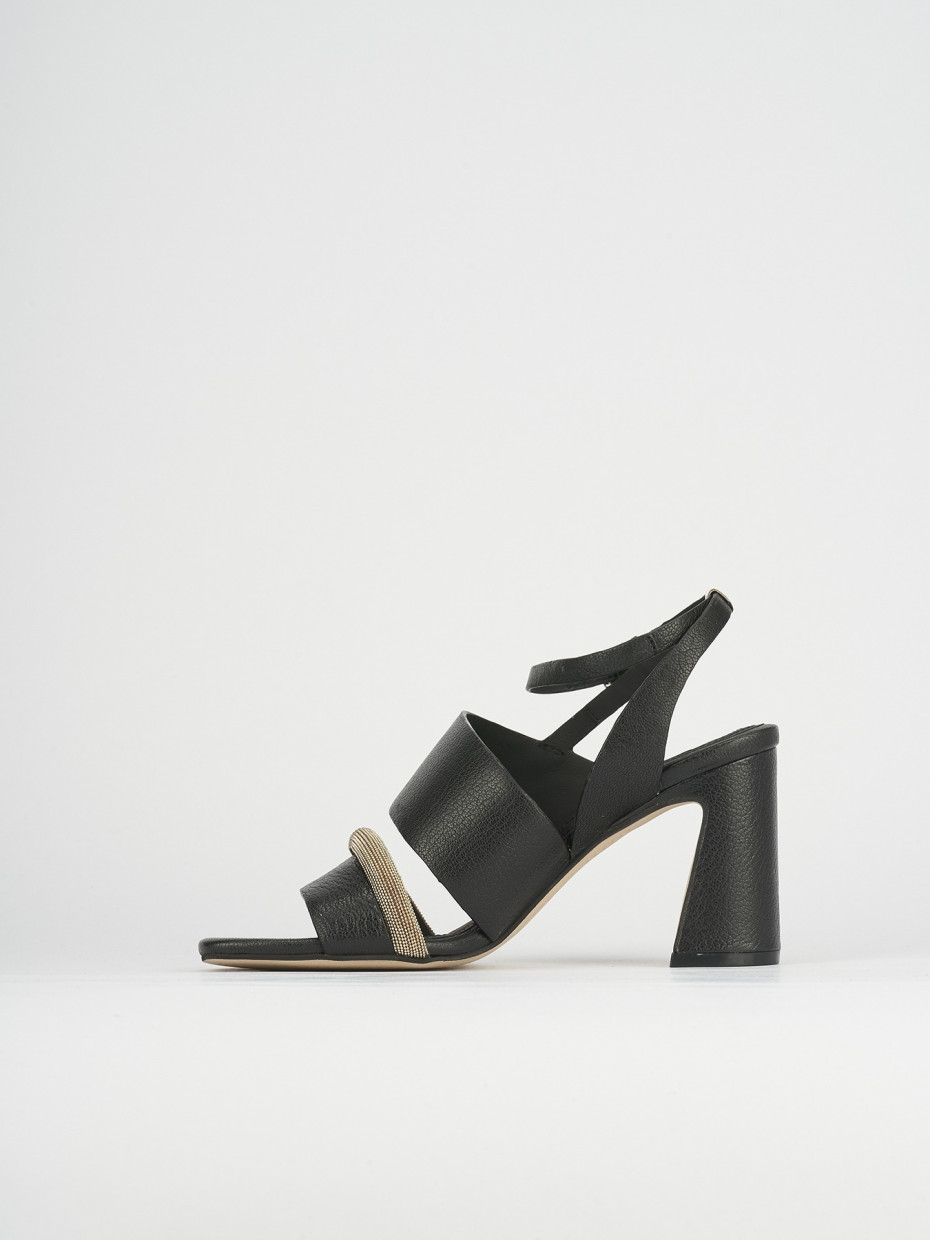 Sandali tacco 7cm pelle nero