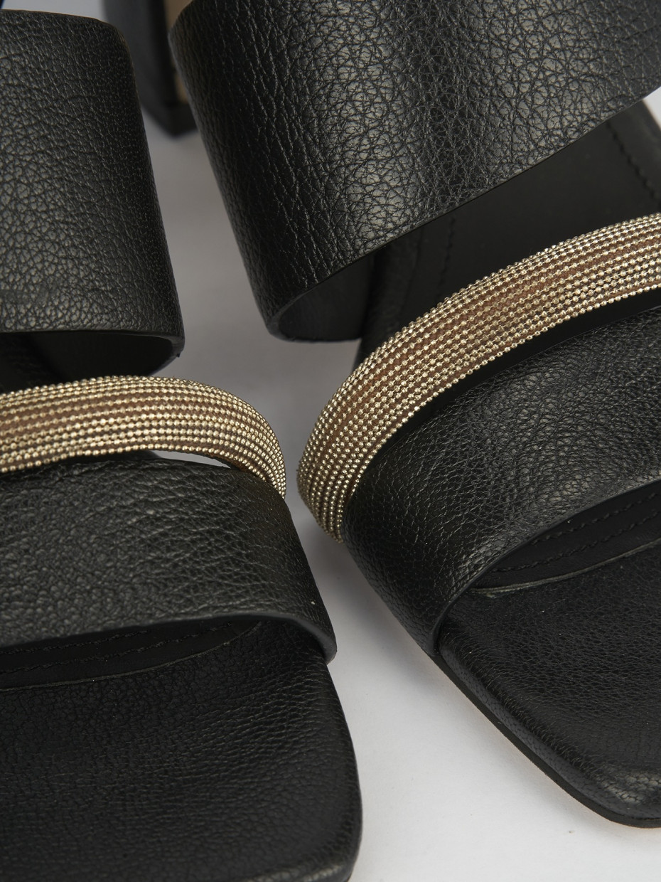 Sandali tacco 7cm pelle nero