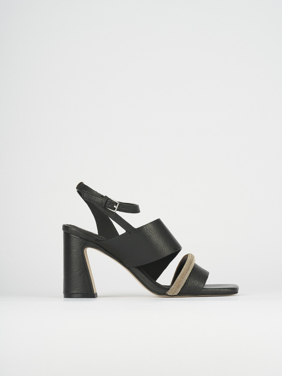 Sandali tacco 7cm pelle nero