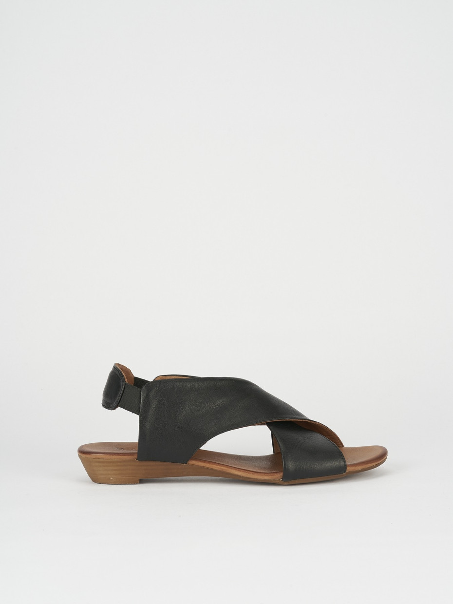 Sandali zeppa tacco 3cm pelle nero