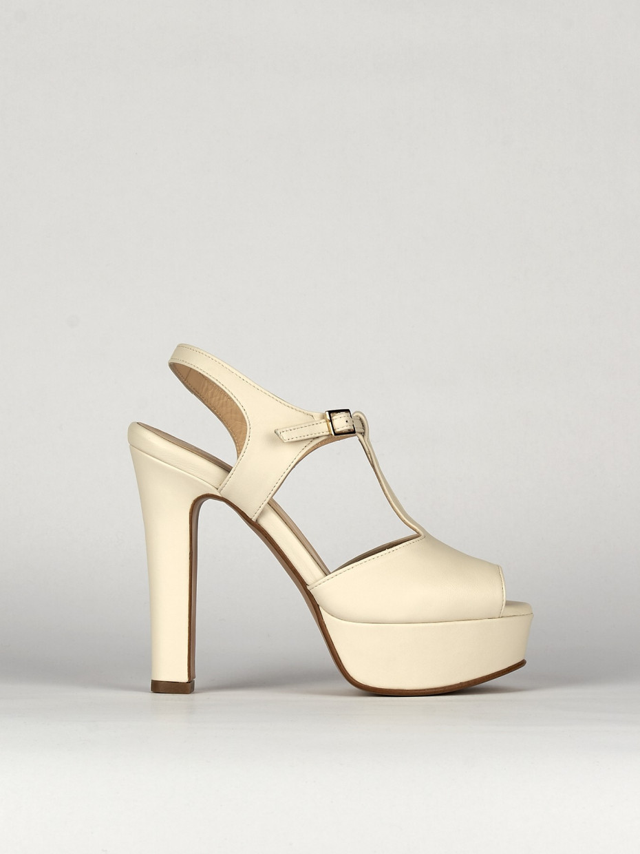 High heel sandals woman heel 10 cm beige leather Barca Stores