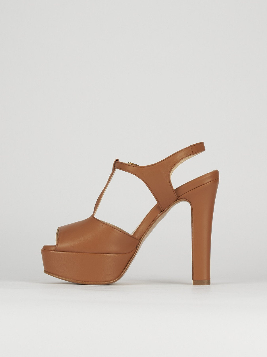 Sandali tacco 10cm pelle marrone