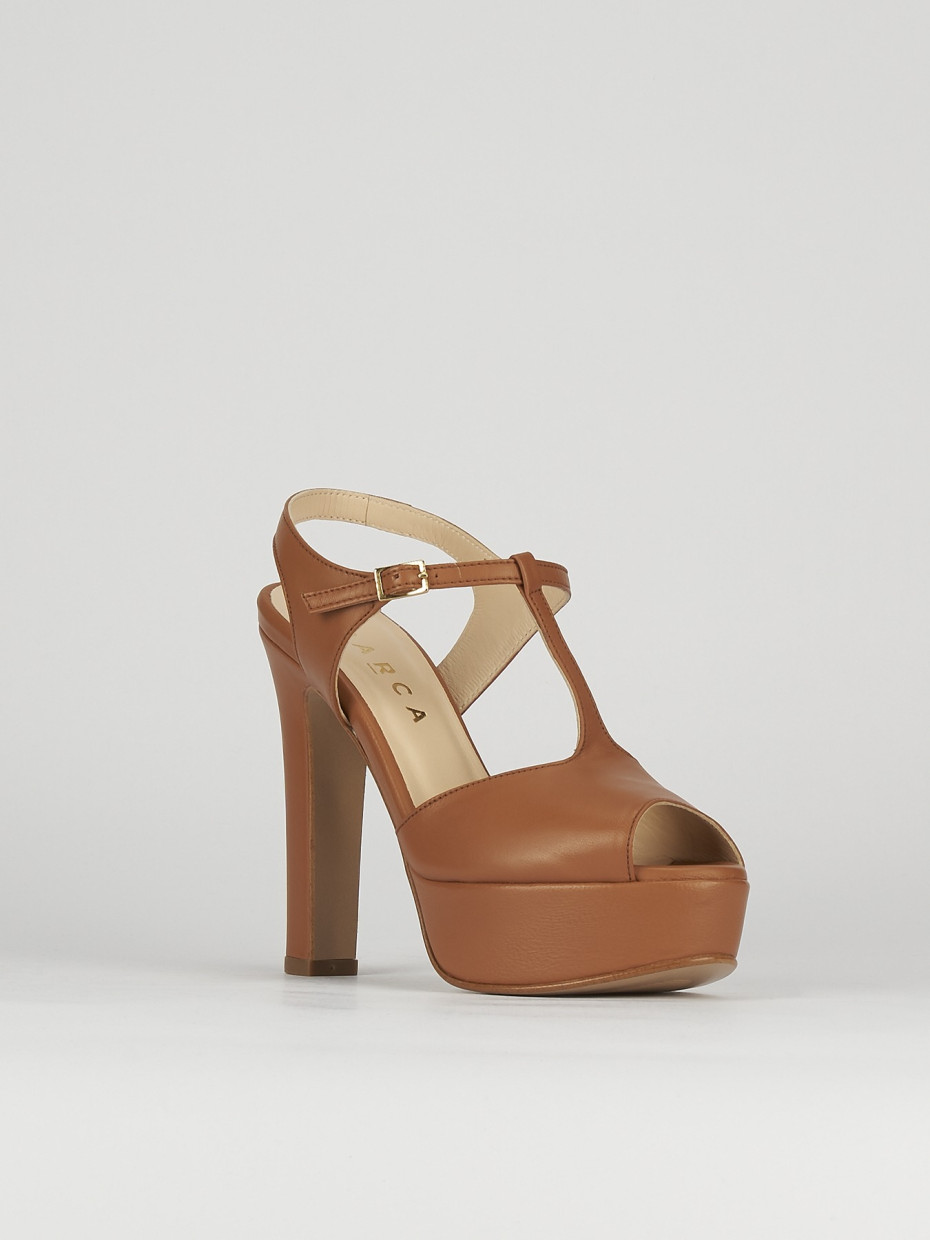 Sandali tacco 10cm pelle marrone