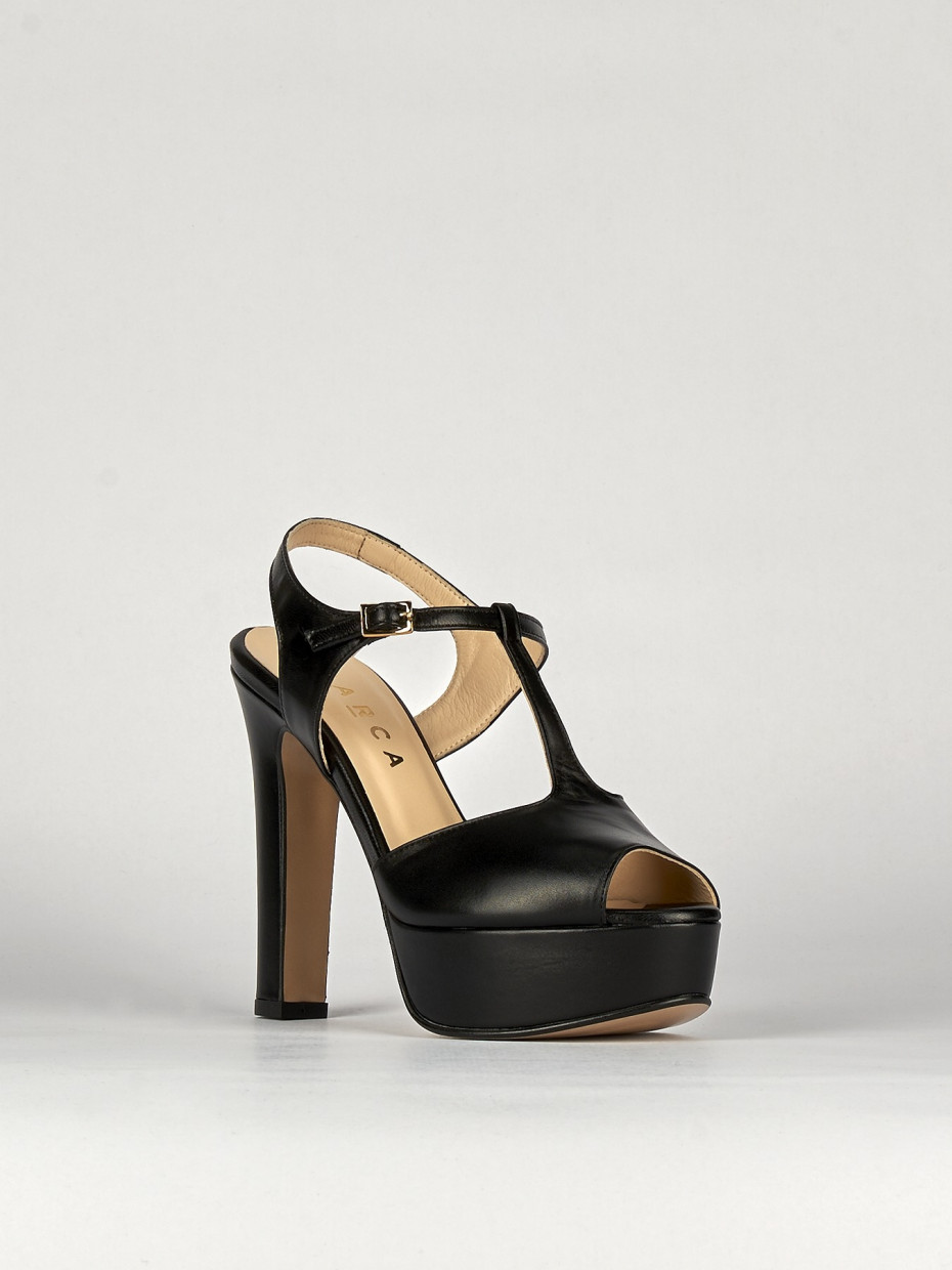 Sandali tacco 10cm pelle nero