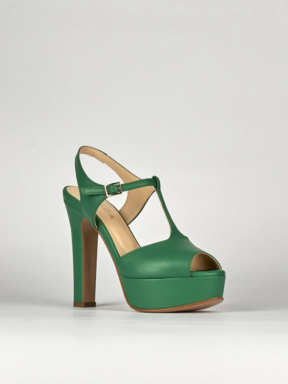 Sandali tacco 10cm pelle verde