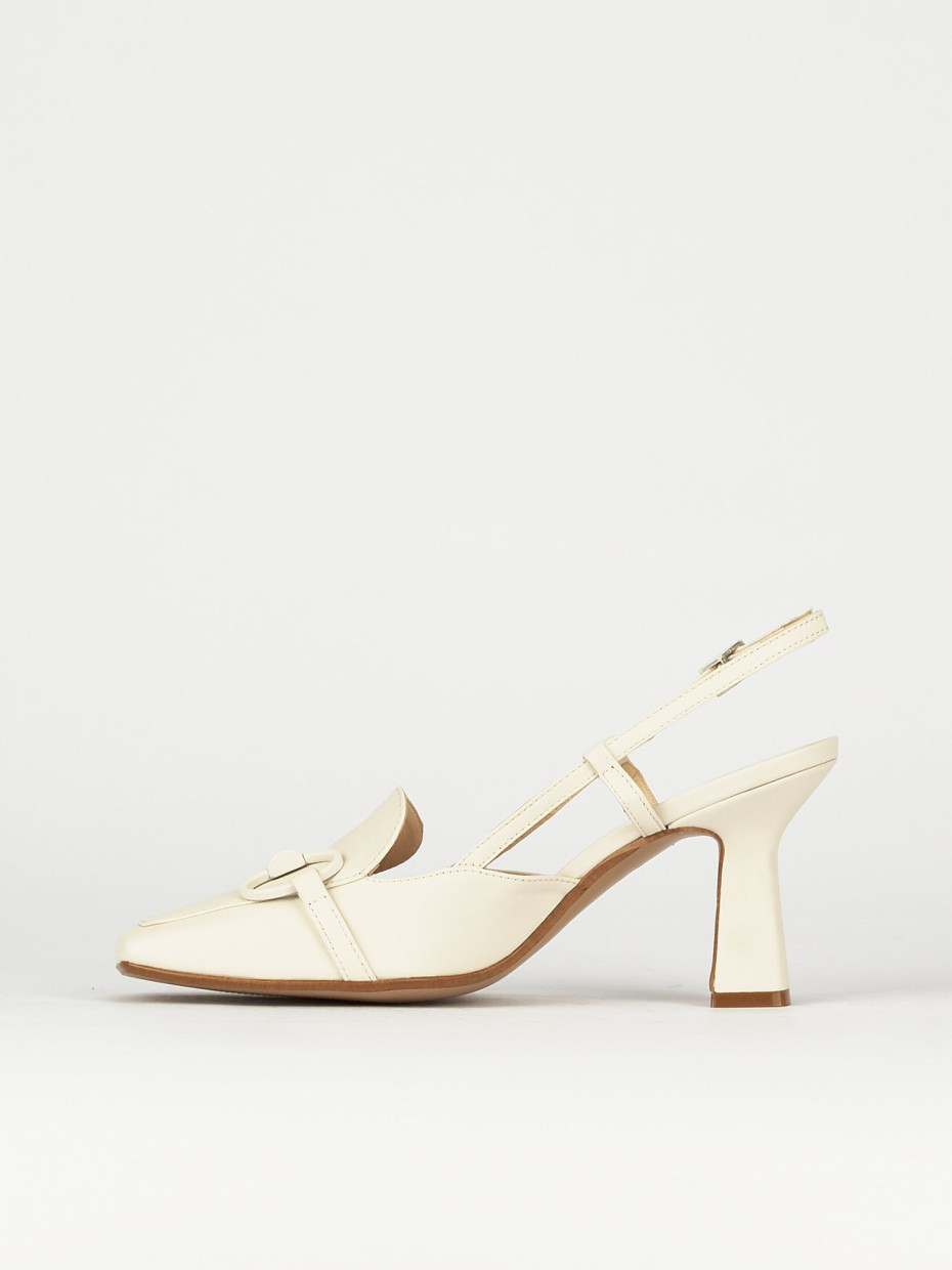 Pumps heel 7 cm beige leather