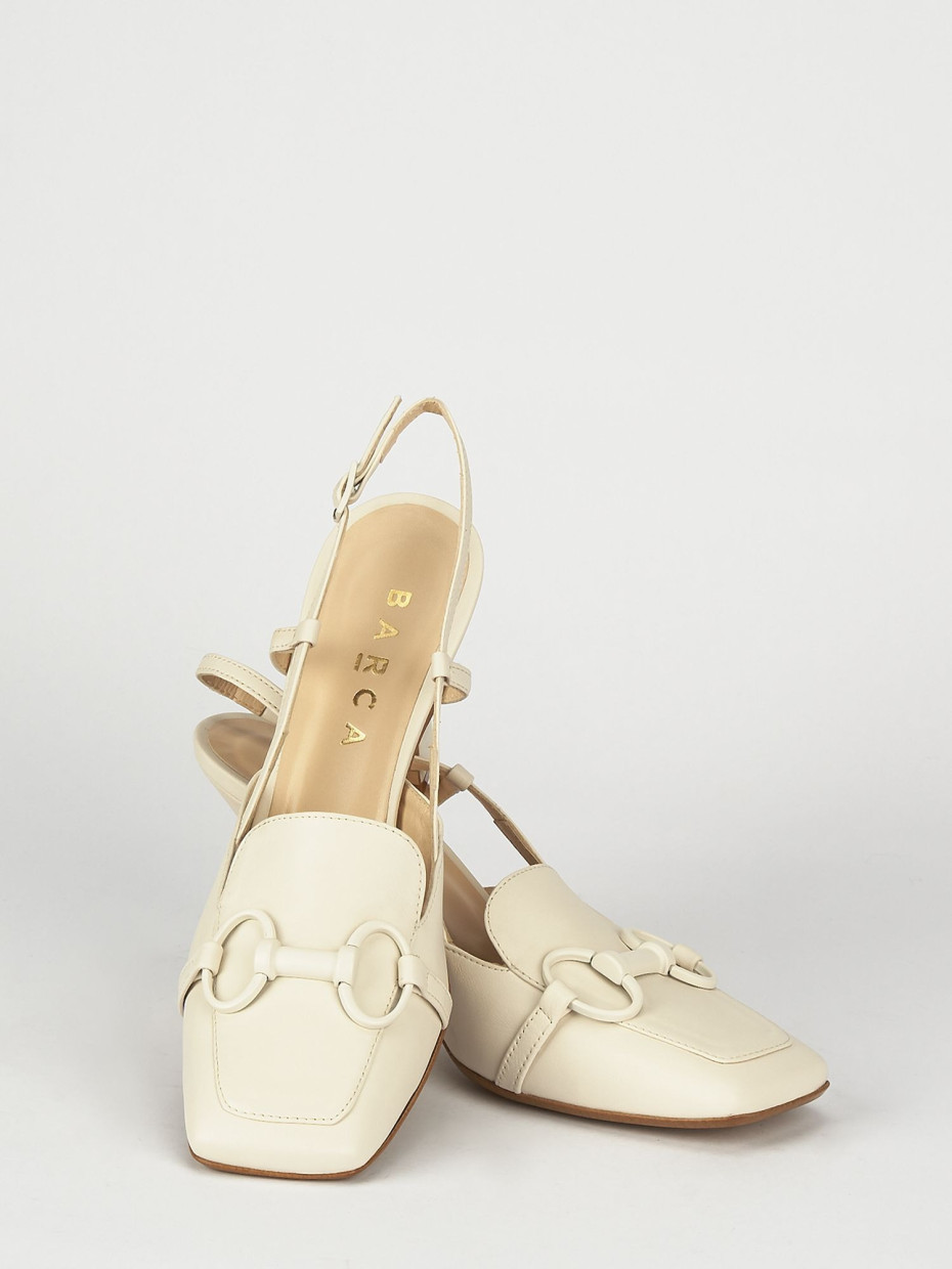 Pumps heel 7 cm beige leather