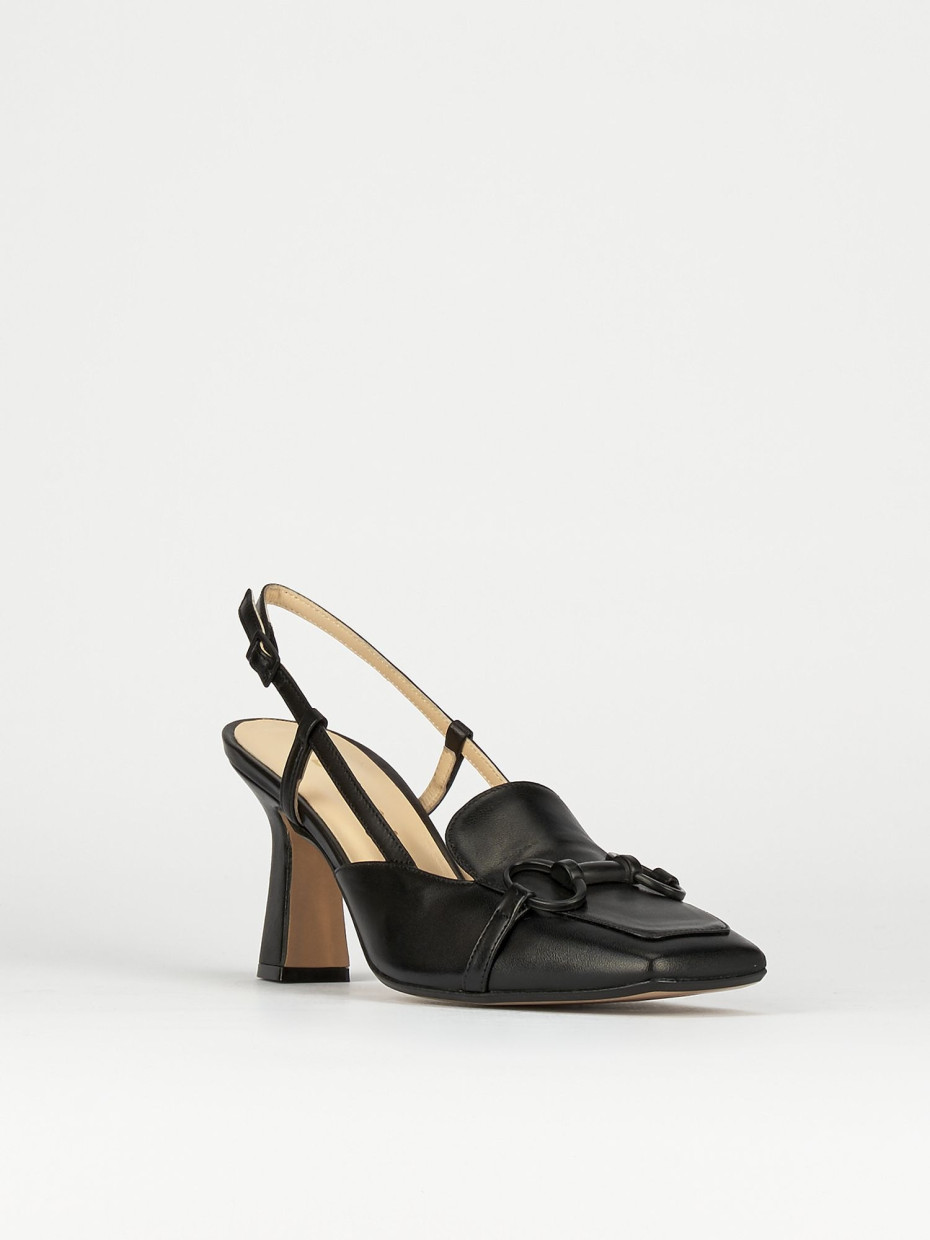 Décolleté e slingback tacco 7cm pelle nero