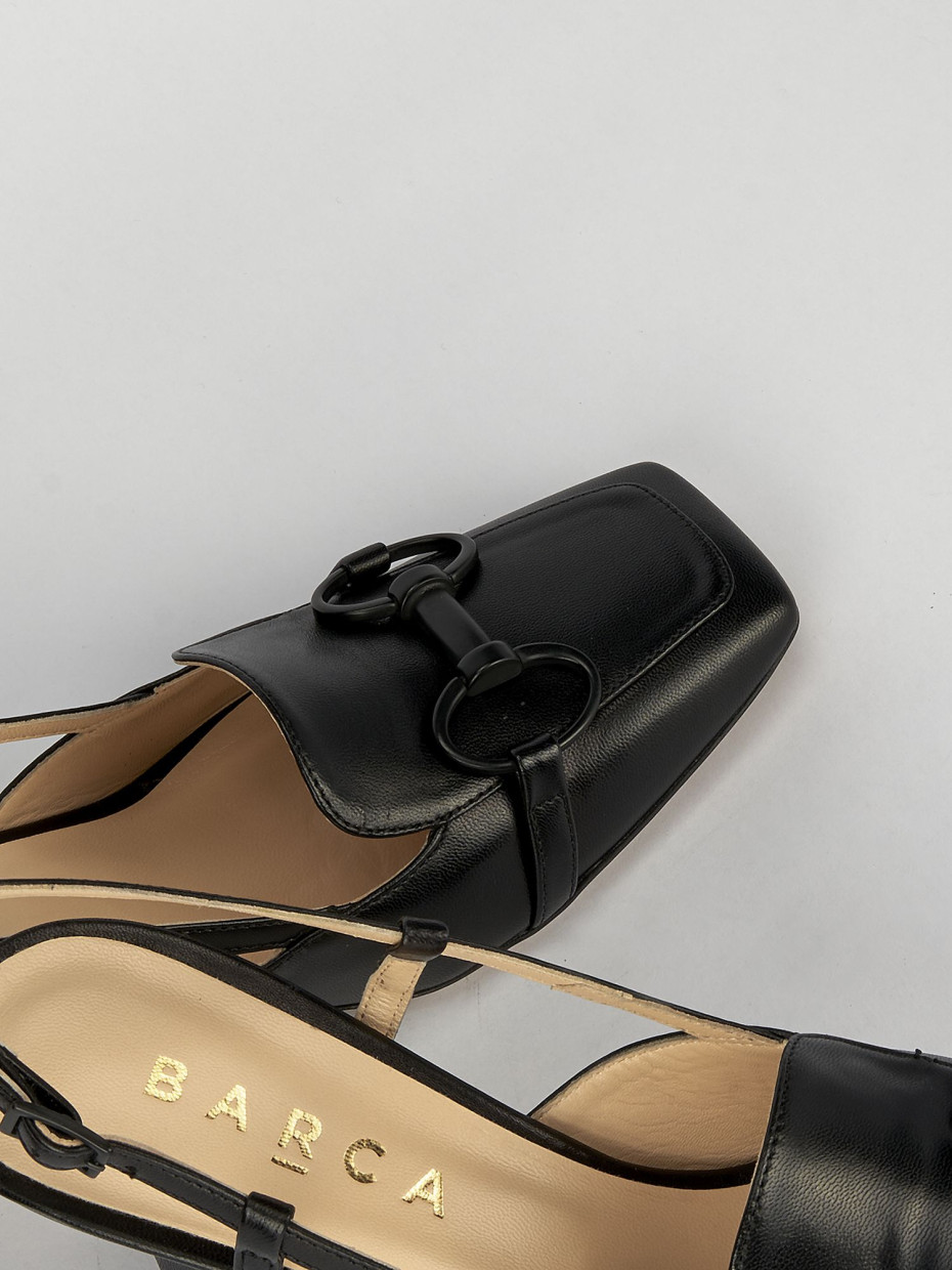 Décolleté e slingback tacco 7cm pelle nero