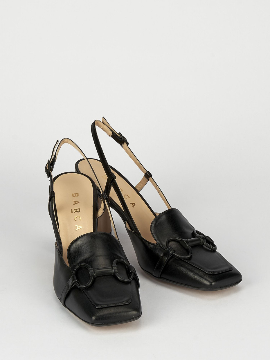 Décolleté e slingback tacco 7cm pelle nero