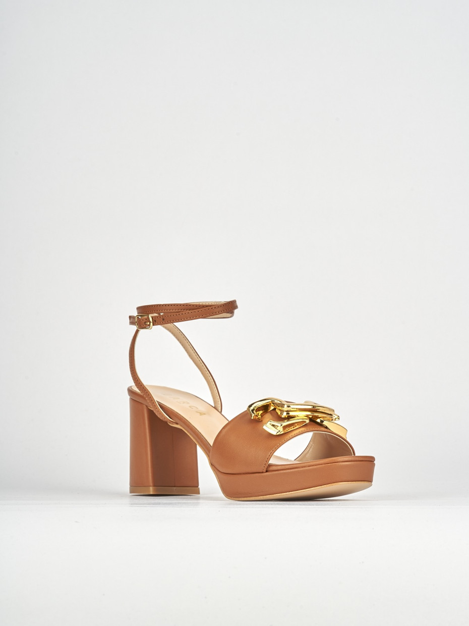 Sandali tacco 7cm pelle marrone