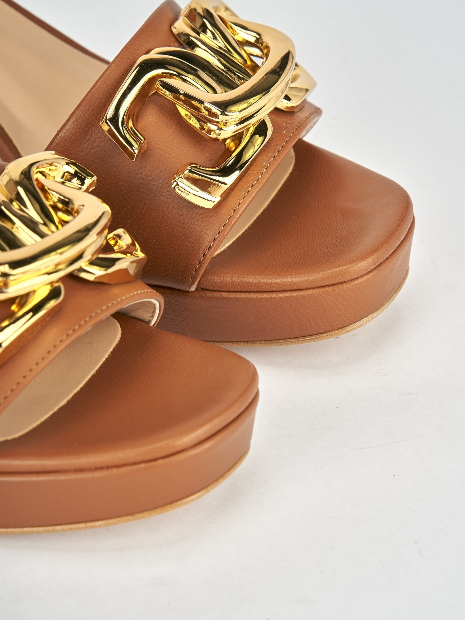 Sandali tacco 7cm pelle marrone