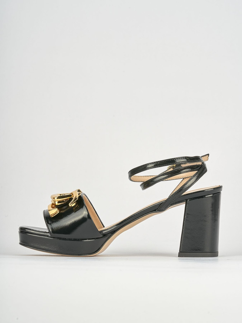 Sandali tacco 7cm pelle nero