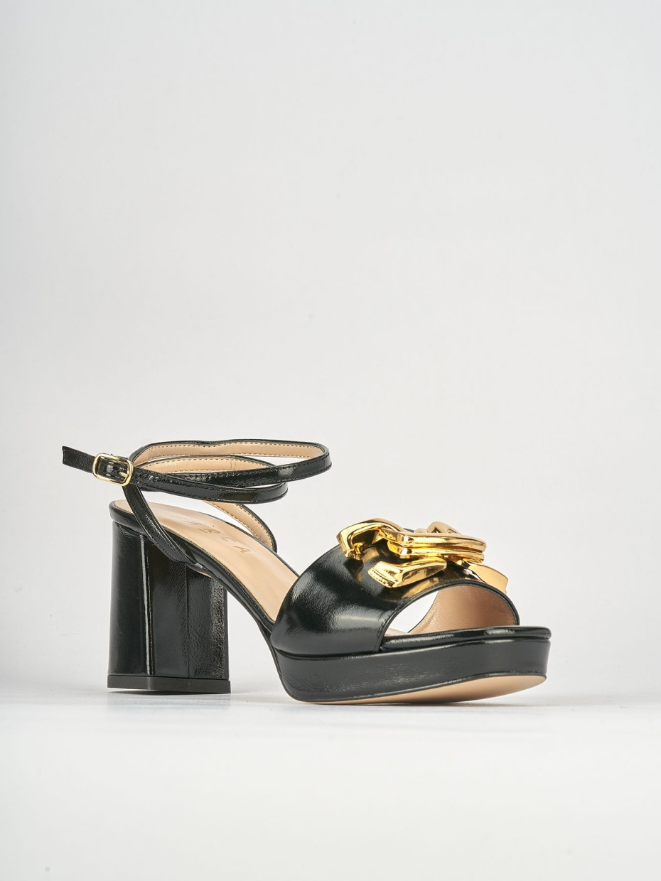 Sandali tacco 7cm pelle nero