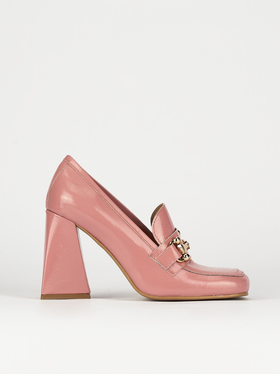 Mocassini tacco 9cm vernice rosa