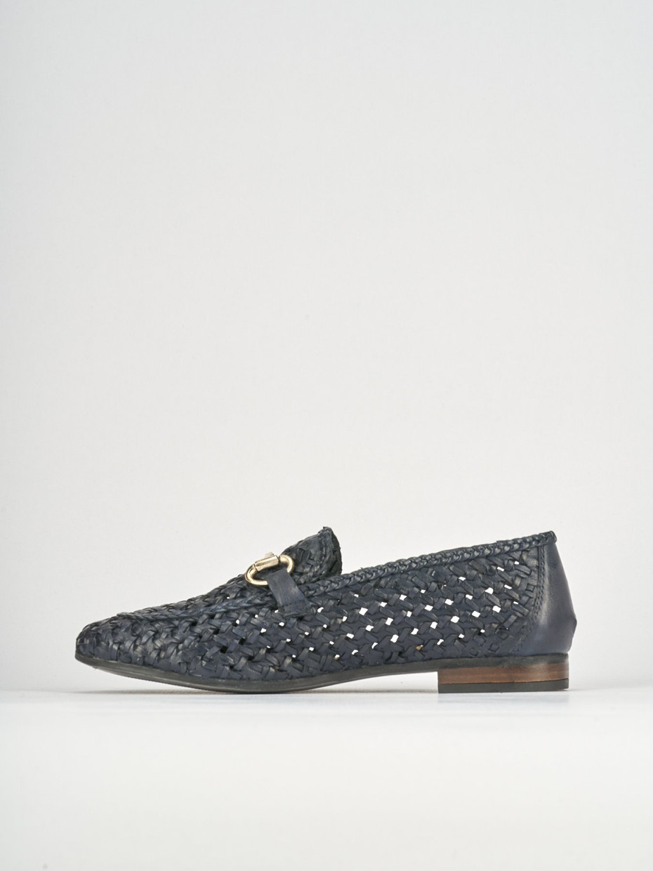Mocassini tacco 1cm pelle blu